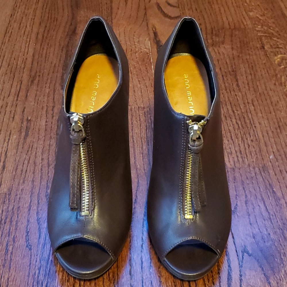 Ann Marino brown peep toe heels - Picture 1 of 4